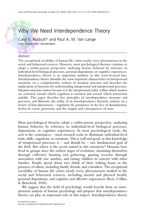 (PDF) Interdependence theory