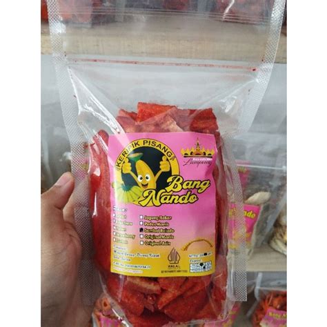 Jual Kripik Pisang Bang Nando Rasa Sambal Balado Kemasan Standing Pouch