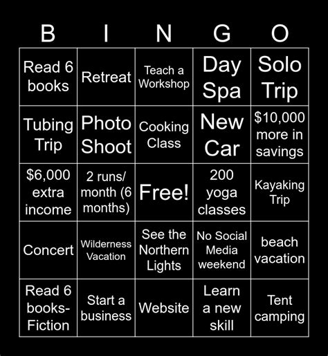 Goals Bingo Card