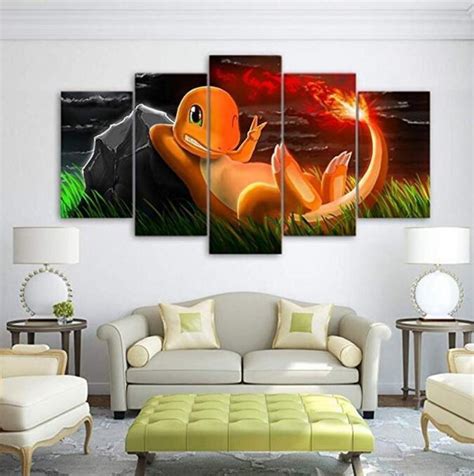 Pokemon Charmander Anime – 5 Panel Canvas Art Wall Decor – Canvas Storm