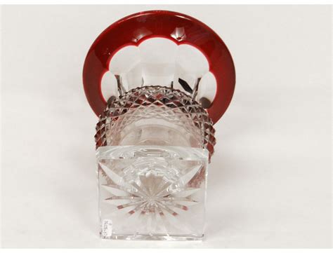 Cut Crystal Vase St Louis France Versailles Thistle Red Crystal Twentieth