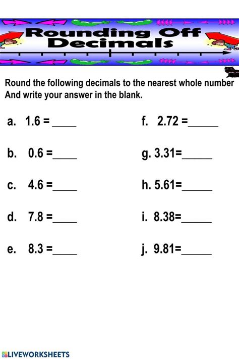 Rounding Decimals To The Nearest Whole Worksheets Library