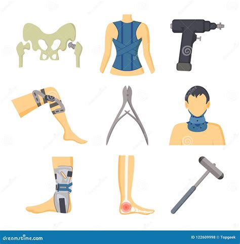 Orthopedic Instruments And Equipment For Recovery Stock Vector