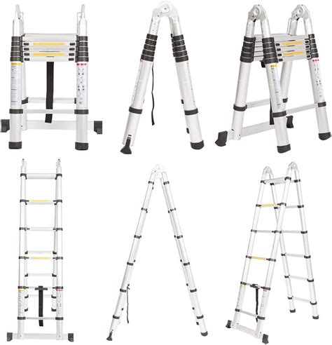 Finether 3 8 m Échelle télescopique en aluminium Portable Heavy Duty