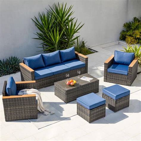 Zeus Ruta Piece Wicker Outdoor Sectional Set Conversation Sets With