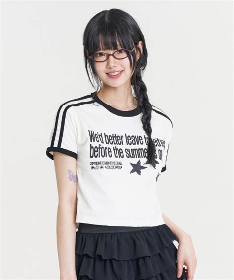 MUSINSA公式 VENHIT Better Journey line cropped short sleeved T shirt