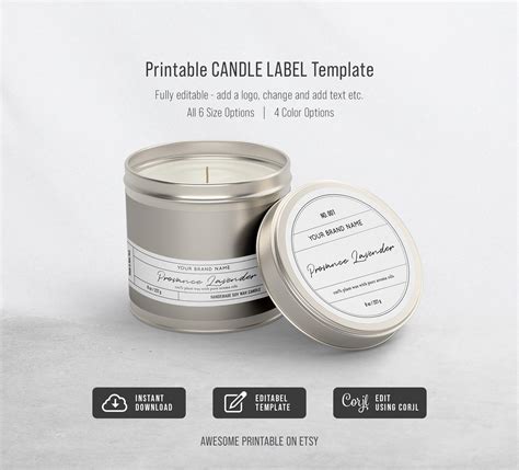 Printable Labels Printables Candle Tin Labels Minimalist Candles