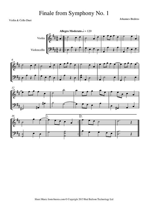 Brahms Finale From Symphony No Theme Sheet Music For Violin