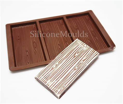 3 Bar Wood Grain Chocolate Bar Silicone Mould Professional