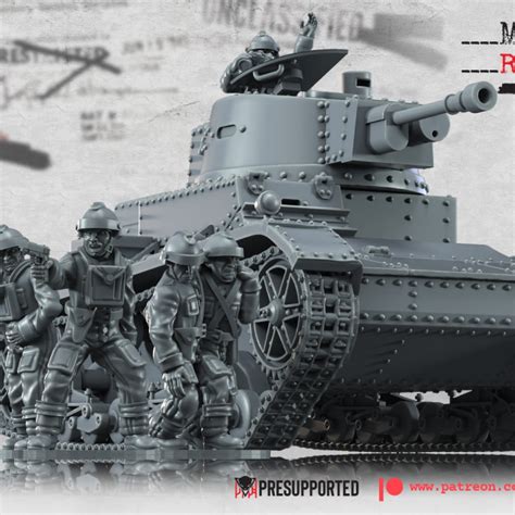 3D Printable WWII Polish 7tp With Crew By BattleCat Miniatures