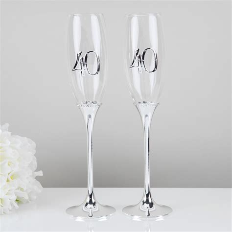 Celebrations 40th Wedding Anniversary Champagne Flutes T Set