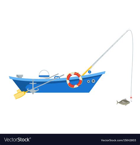 Cartoon fishing boat isolated on white background Vector Image