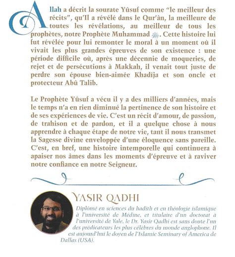 Les Le Ons De La Sourate Yusuf Yasir Qadhi Livre