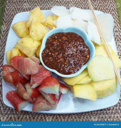 Indonesian Food Rujak Buah Or Rojak Buah Stock Image Image Of