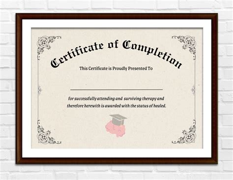 Printable Therapy Graduation Certificate Diploma Instant Etsy