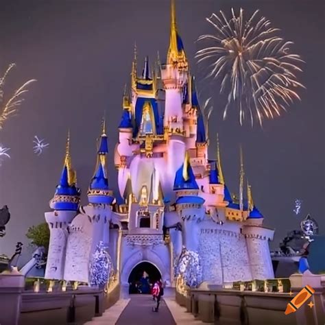 Disneyland Castle At Night With Fireworks