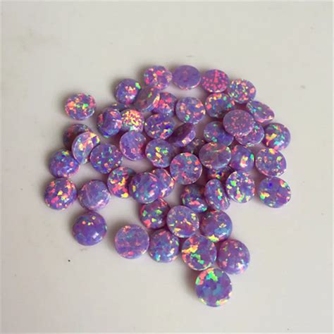 100pcs Lot Purple Round Cabochon Synthetic Opal Loose Cabochon Opalo