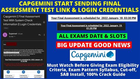 Capgemini Start Sending Final Assessment Test Link Login Credentials