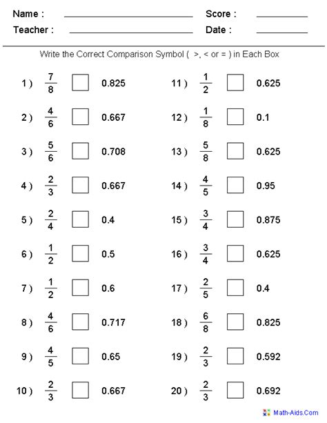 Practice Fractions And Decimals