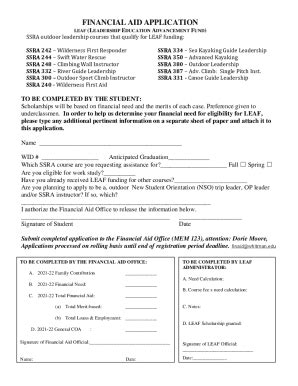 Fillable Online FINANCIAL AID APPLICATION Fax Email Print PdfFiller