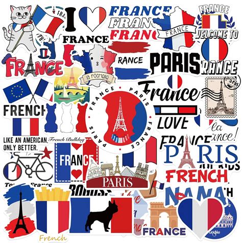 50 Pcs French Stickersparis Stickersfrench Tsfrench