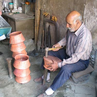 Hammering has been common in Iran since 5000 B.C. Coppersmith shapes ...