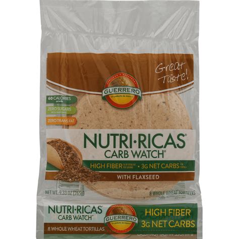 Guerrero Nutri Ricas Carb Watch Whole Wheat Tortillas With Flaxseed 8