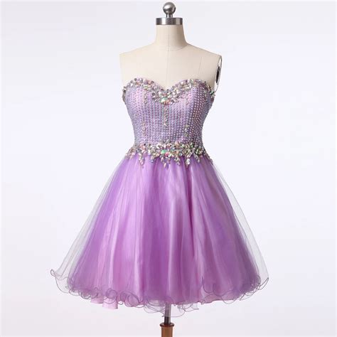 Exquisite Short Beaded Lavender Homecoming Dress Sweetheart Off The