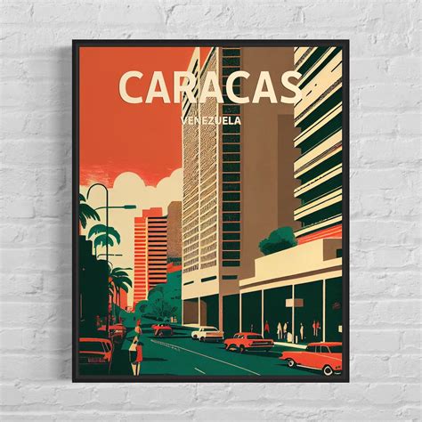 Caracas Venezuela Retro Art Print Caracas Wall Art Illustration