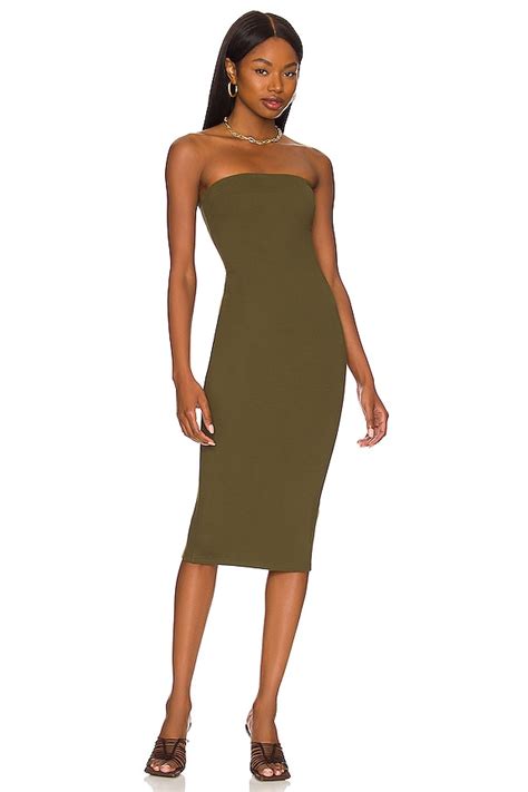 Superdown Lilian Strapless Dress In Dark Olive Revolve