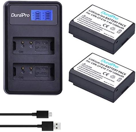 DuraPo 2X LP E10 Battery Akku LCD Dual USB Ladegerät für Canon LP E10