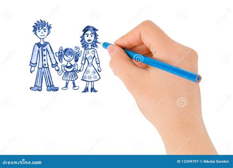 Main Dessinant La Famille Heureuse Image Stock Image Du Parent