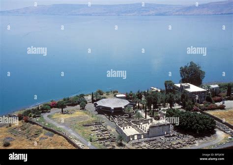 CAPERNAUM & THE SEA OF GALILEE. AERIAL VIEW SHOWING THE WHOLE Stock ...