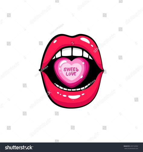 Sexy Open Female Mouth Holding Candy Stock Vector Royalty Free