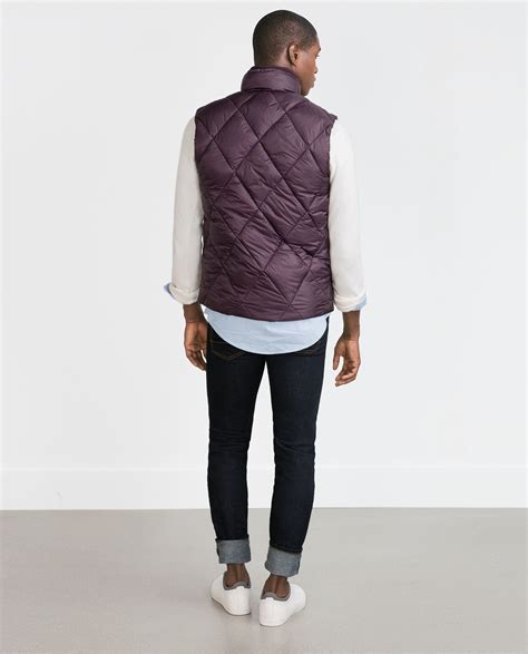 Zara Quilted Waistcoat In Purple For Men Burgundy Lyst