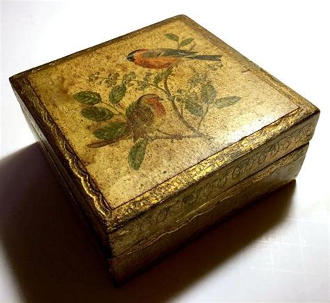 Italian Florentine Box Gold Trinket Box Vintage Bird Box Etsy