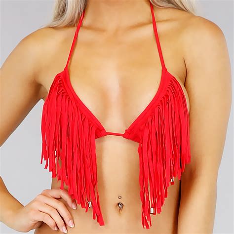 Roter Triangel Tr Ger Bikini Mit Fransen Uwantisell De