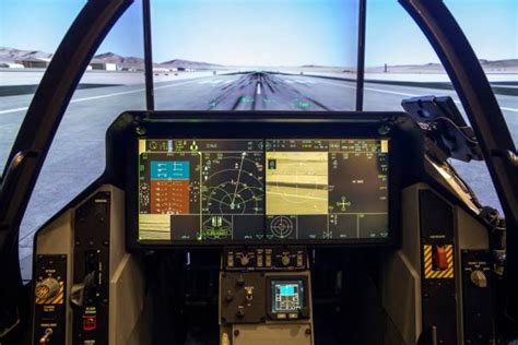 A picture shows the new F-35 Lightning II cockpit demonstrator in the Israeli city of Herzliya ...