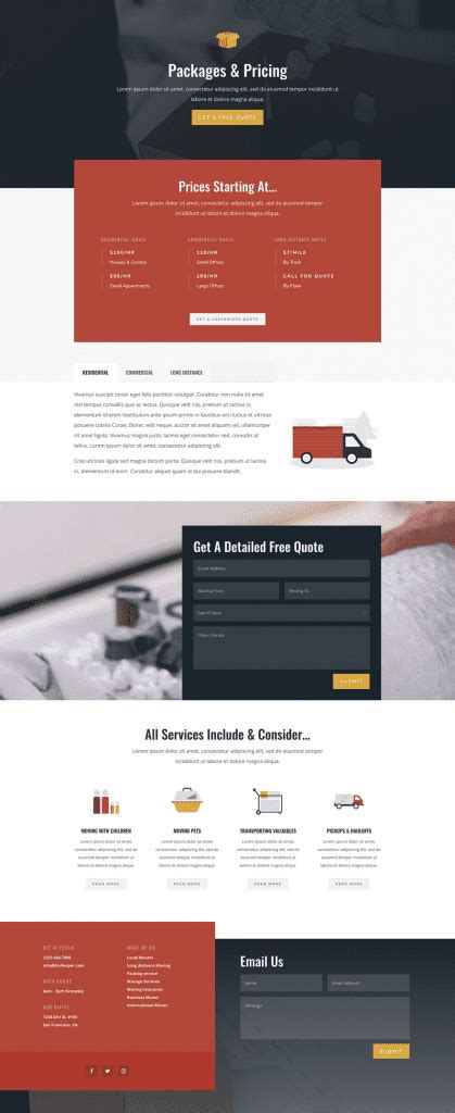 Get A Free Moving Company Layout Pack For Divi