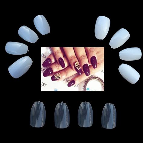 10bags Short Coffin Nails Clear False Nail Tips 10 Size Short Ballerina Nails Full Cover Acrylic