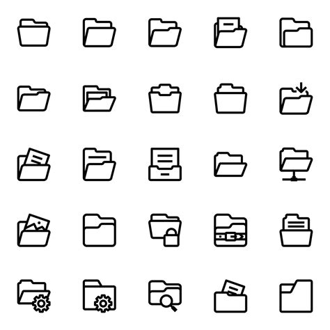 Outline Icons For File And Folder Vector Art At Vecteezy