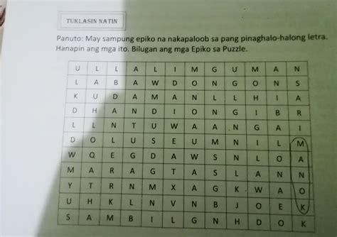 Panuto May Sampung Epiko Na Nakapaloob Sa Pang Pinaghalo Halong Letra