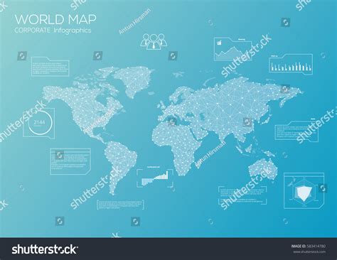 Vektor Stok World Map Connection Infographic Vector Illustration Tanpa