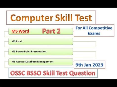 Computer Skill Test OSSC BSSO 2023 BSSO Exam Held On 9th Jan