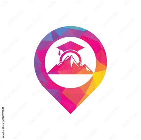 Mountain education map pin shape concept logo design icon template ...