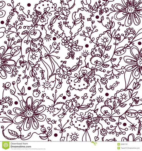 Papel Pintado Floral Drenado Mano Ilustración del Vector Ilustración