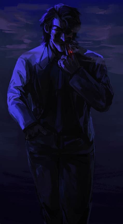 A Painting Of A Man Standing In The Dark With His Hands On His Face And