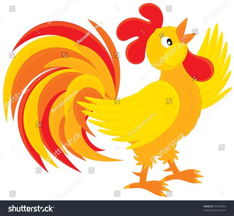 Rooster Crowing Stock Vector Illustration 99187094 Shutterstock