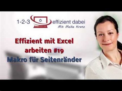 Effizient Mit Excel Arbeiten Makro F R Seitenr Nder Youtube