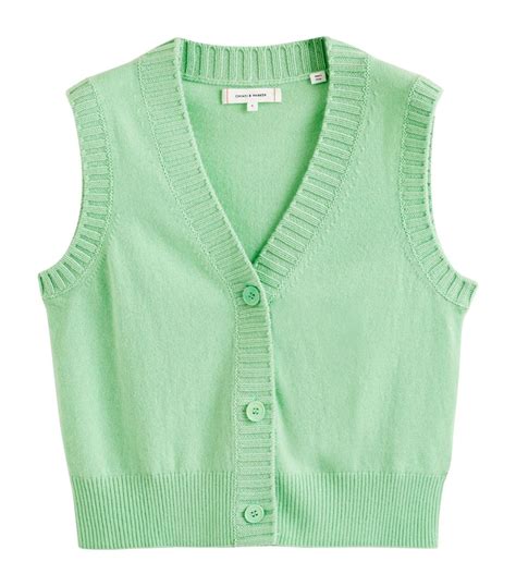 Womens Chinti Parker Green Wool Cashmere Basics Waistcoat Harrods UK